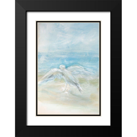 Flying Seagull Black Modern Wood Framed Art Print with Double Matting by Diannart