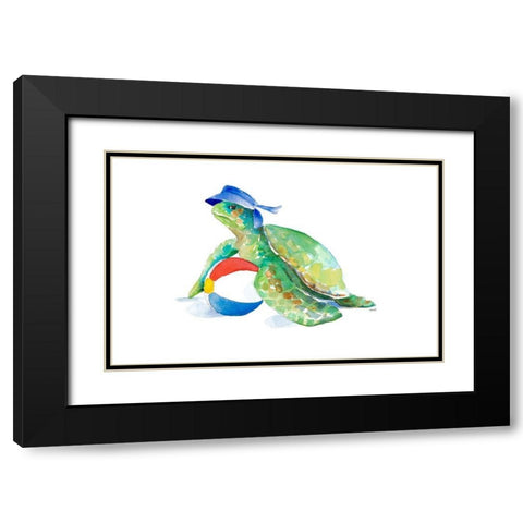 Beach Ball Turtle Black Modern Wood Framed Art Print with Double Matting by Loreth, Lanie