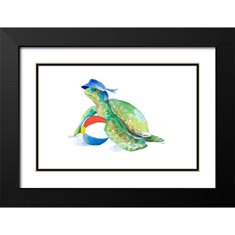 Beach Ball Turtle Black Modern Wood Framed Art Print with Double Matting by Loreth, Lanie