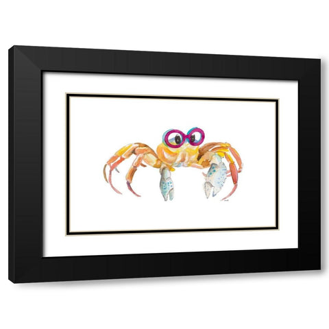 Crab With Glasses Black Modern Wood Framed Art Print with Double Matting by Loreth, Lanie