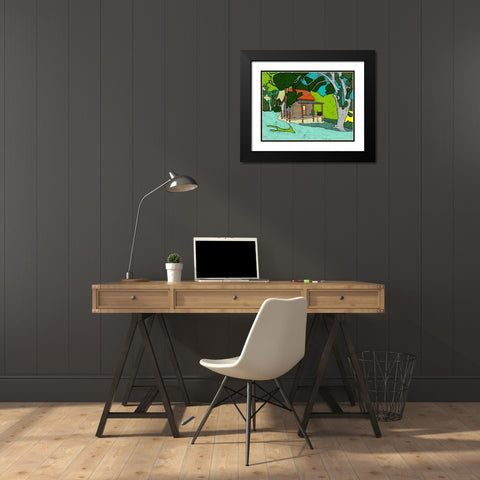 Cabin in the Woods Black Modern Wood Framed Art Print with Double Matting by Mabat, Ynon