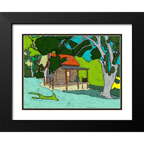 Cabin in the Woods Black Modern Wood Framed Art Print with Double Matting by Mabat, Ynon