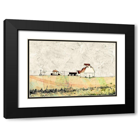 White Barn in the Field Black Modern Wood Framed Art Print with Double Matting by Mabat, Ynon