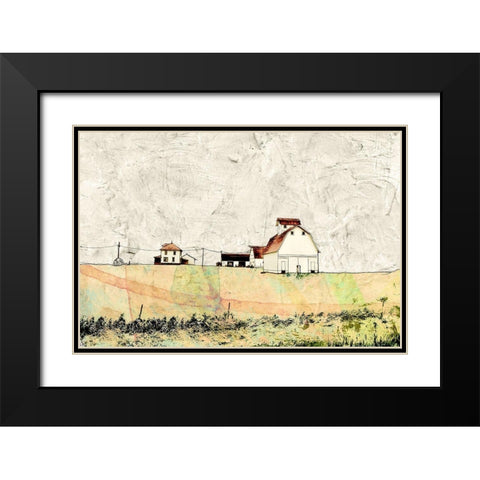 White Barn in the Field Black Modern Wood Framed Art Print with Double Matting by Mabat, Ynon