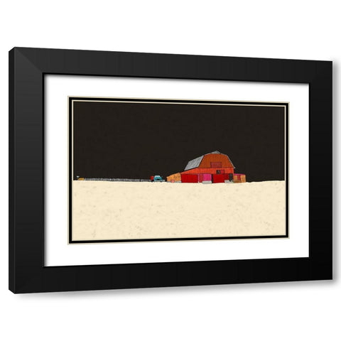 Farmhouse at Night Black Modern Wood Framed Art Print with Double Matting by Mabat, Ynon