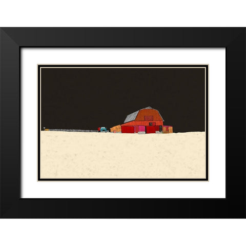 Farmhouse at Night Black Modern Wood Framed Art Print with Double Matting by Mabat, Ynon