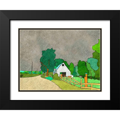 Rainy Season on the Farm Black Modern Wood Framed Art Print with Double Matting by Mabat, Ynon