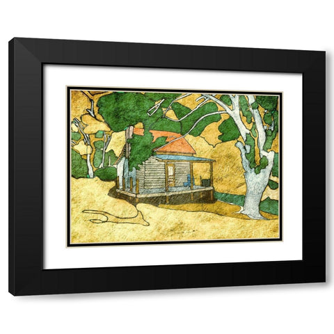 Forest Cabin Black Modern Wood Framed Art Print with Double Matting by Mabat, Ynon
