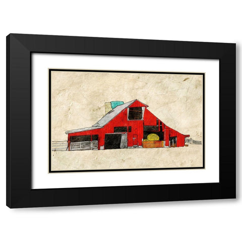 Red Barn Black Modern Wood Framed Art Print with Double Matting by Mabat, Ynon