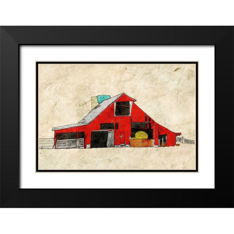 Red Barn Black Modern Wood Framed Art Print with Double Matting by Mabat, Ynon