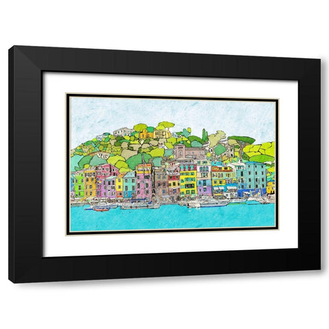 Coastal City Black Modern Wood Framed Art Print with Double Matting by Mabat, Ynon