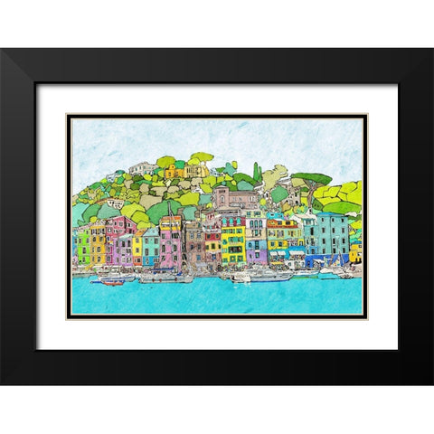 Coastal City Black Modern Wood Framed Art Print with Double Matting by Mabat, Ynon