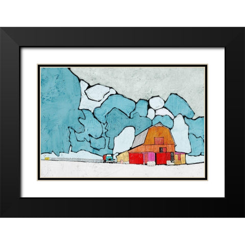 Barn under Blue Skies Black Modern Wood Framed Art Print with Double Matting by Mabat, Ynon