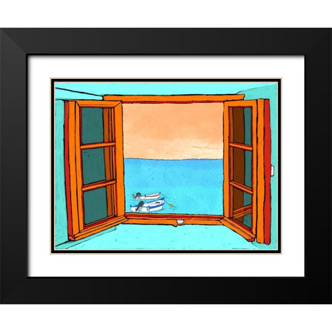 Through the Window Black Modern Wood Framed Art Print with Double Matting by Mabat, Ynon