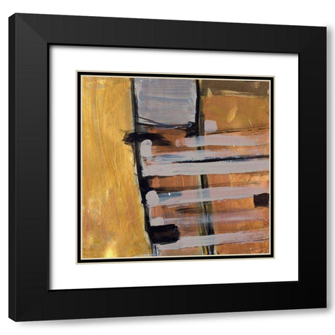 Golden Squares III Black Modern Wood Framed Art Print with Double Matting by Pattinian, Merri