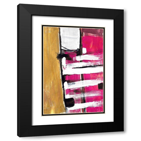 Hot Pink Black Modern Wood Framed Art Print with Double Matting by Pattinian, Merri