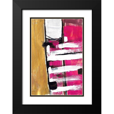 Hot Pink Black Modern Wood Framed Art Print with Double Matting by Pattinian, Merri