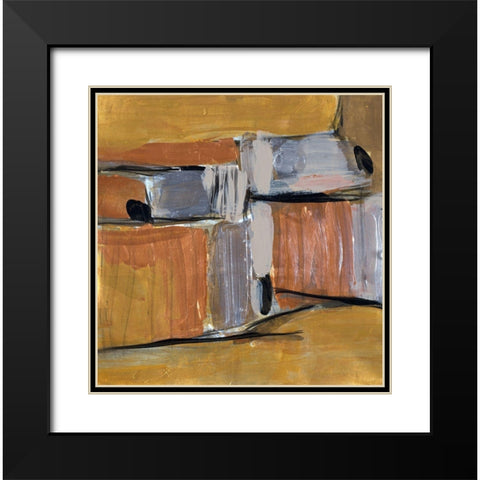 Golden Squares IV Black Modern Wood Framed Art Print with Double Matting by Pattinian, Merri
