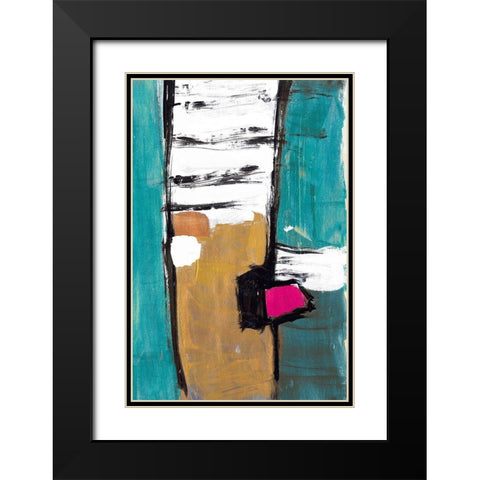 Hot Teal Black Modern Wood Framed Art Print with Double Matting by Pattinian, Merri