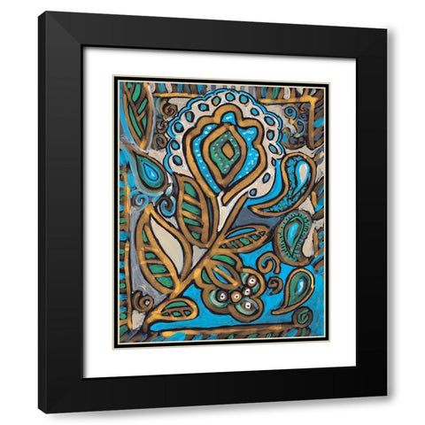 Neutral Floral Deco II Black Modern Wood Framed Art Print with Double Matting by Pattinian, Merri