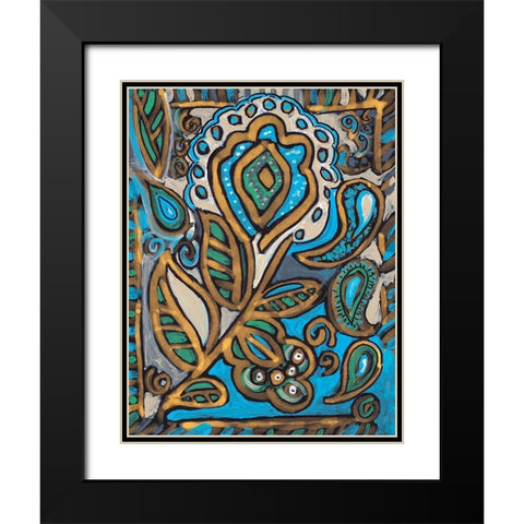 Neutral Floral Deco II Black Modern Wood Framed Art Print with Double Matting by Pattinian, Merri