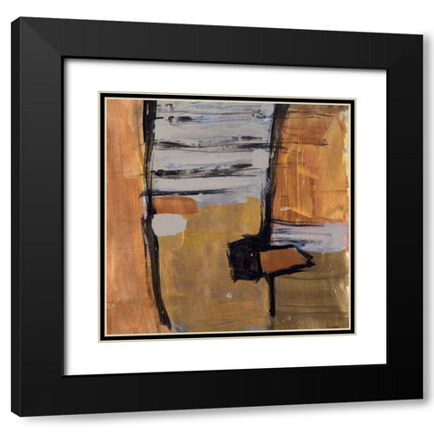 Golden Squares II Black Modern Wood Framed Art Print with Double Matting by Pattinian, Merri