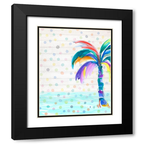 Funky Palm on Dots I Black Modern Wood Framed Art Print with Double Matting by DeRice, Julie