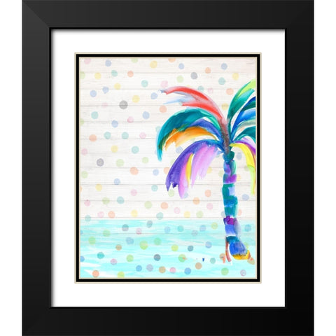 Funky Palm on Dots I Black Modern Wood Framed Art Print with Double Matting by DeRice, Julie