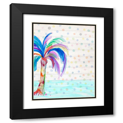 Funky Palm on Dots II Black Modern Wood Framed Art Print with Double Matting by DeRice, Julie