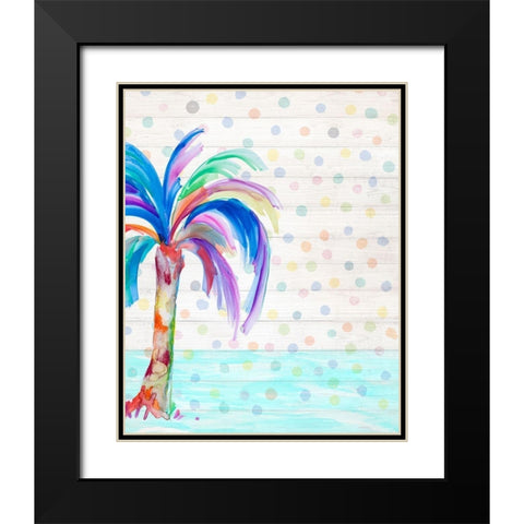 Funky Palm on Dots II Black Modern Wood Framed Art Print with Double Matting by DeRice, Julie