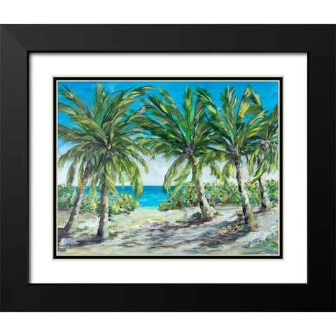 Tropical Palm Tree Paradise Black Modern Wood Framed Art Print with Double Matting by DeRice, Julie