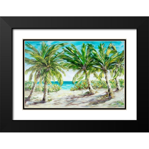 Palm Escape Black Modern Wood Framed Art Print with Double Matting by DeRice, Julie