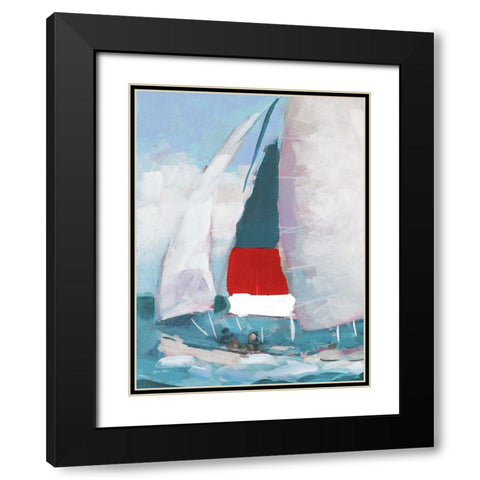 Red and Blue Sail I Black Modern Wood Framed Art Print with Double Matting by Slivka, Jane
