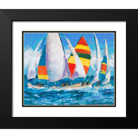 Wide Sails  Black Modern Wood Framed Art Print with Double Matting by Slivka, Jane