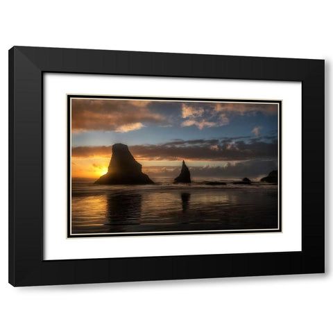 Island Sunsets Black Modern Wood Framed Art Print with Double Matting by Amos, Andy