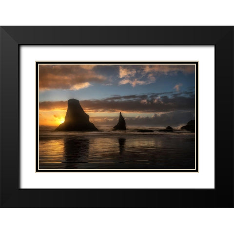 Island Sunsets Black Modern Wood Framed Art Print with Double Matting by Amos, Andy