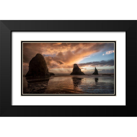 Falling Sunsets Black Modern Wood Framed Art Print with Double Matting by Amos, Andy
