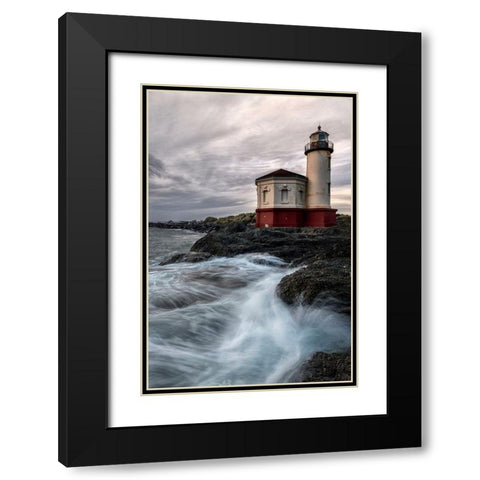 Lighthouse Panel Black Modern Wood Framed Art Print with Double Matting by Amos, Andy