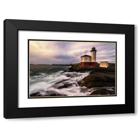 Lighthouse Black Modern Wood Framed Art Print with Double Matting by Amos, Andy