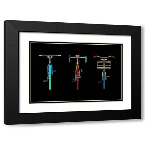Bike Trio Black Modern Wood Framed Art Print with Double Matting by Mabat, Ynon