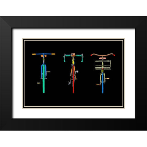 Bike Trio Black Modern Wood Framed Art Print with Double Matting by Mabat, Ynon