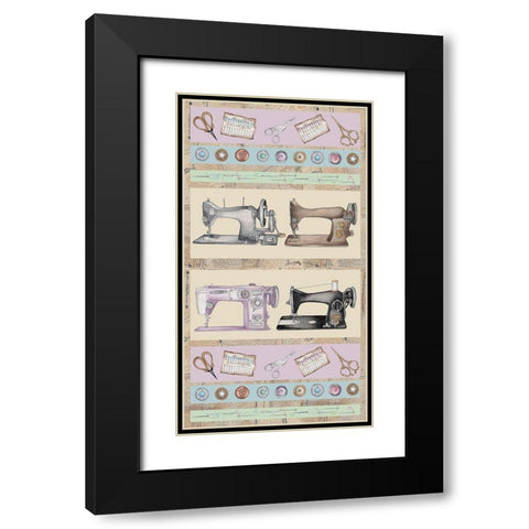 Sewing Machine Panel Black Modern Wood Framed Art Print with Double Matting by Baker, Mary Beth