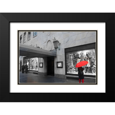 Shopping Downtown Black Modern Wood Framed Art Print with Double Matting by Bill Carson Photography