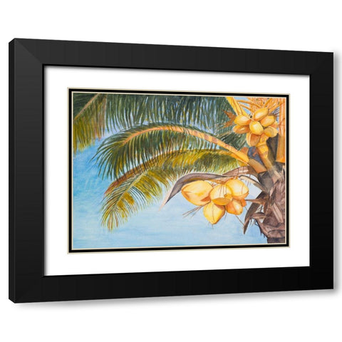 Coconut Palm Trees Black Modern Wood Framed Art Print with Double Matting by Odum, Jan