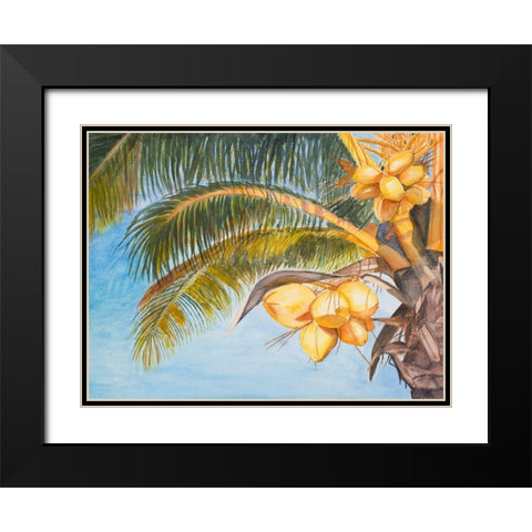 Coconut Palm Trees Black Modern Wood Framed Art Print with Double Matting by Odum, Jan