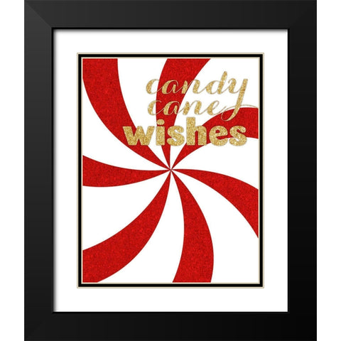 Candy Cane Wishes Black Modern Wood Framed Art Print with Double Matting by SD Graphics Studio