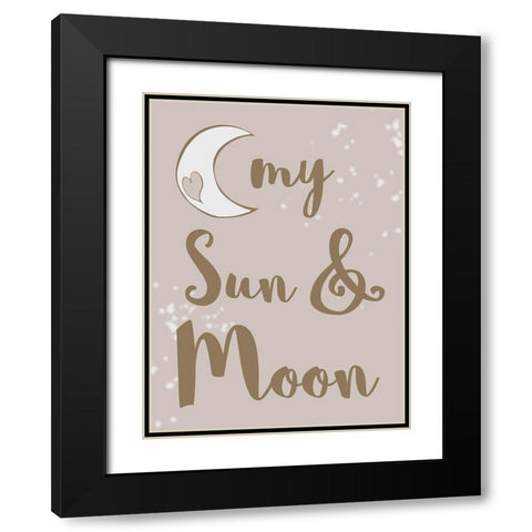 Sun and Moon Black Modern Wood Framed Art Print with Double Matting by SD Graphics Studio