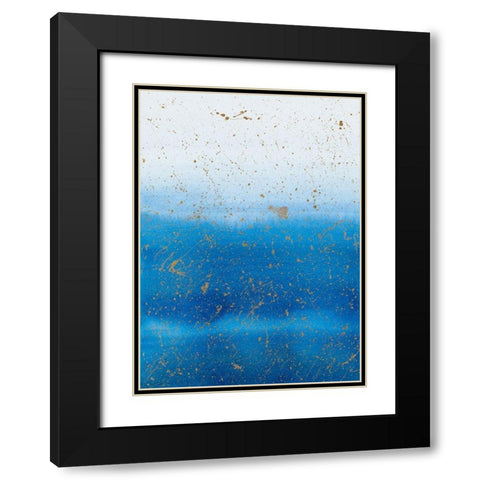 Gold Splash on Blue Black Modern Wood Framed Art Print with Double Matting by Bucheli, Amaya