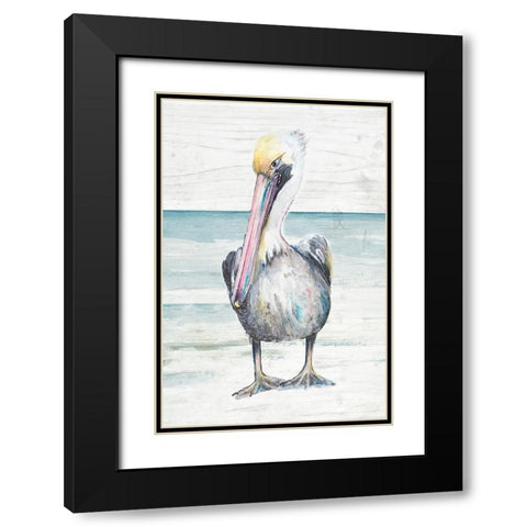Pelican On The Shore I Black Modern Wood Framed Art Print with Double Matting by Pinto, Patricia