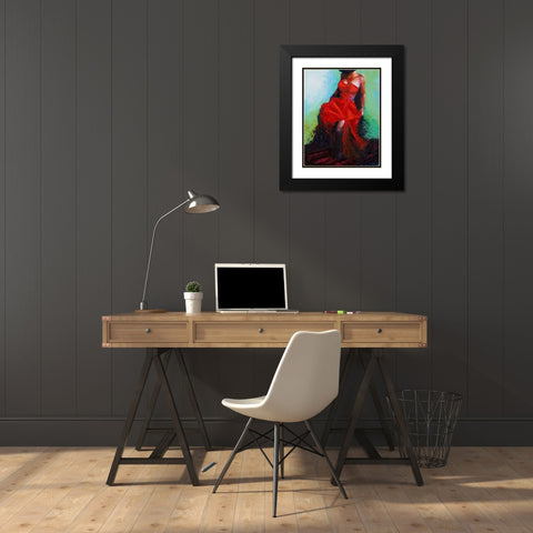 Lady in Red Black Modern Wood Framed Art Print with Double Matting by Green, Jenny